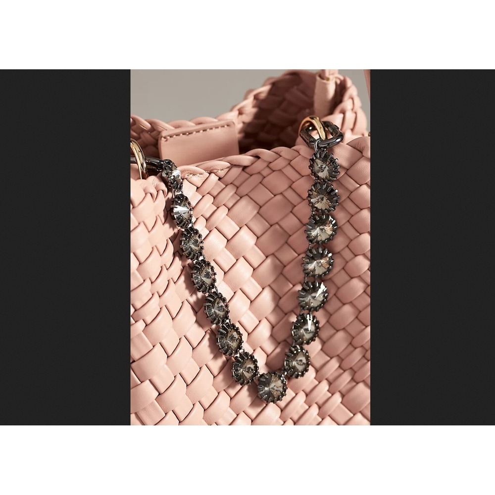 Anthropologie Crystal Chain Bag Charm in Clear and Black Metallic New